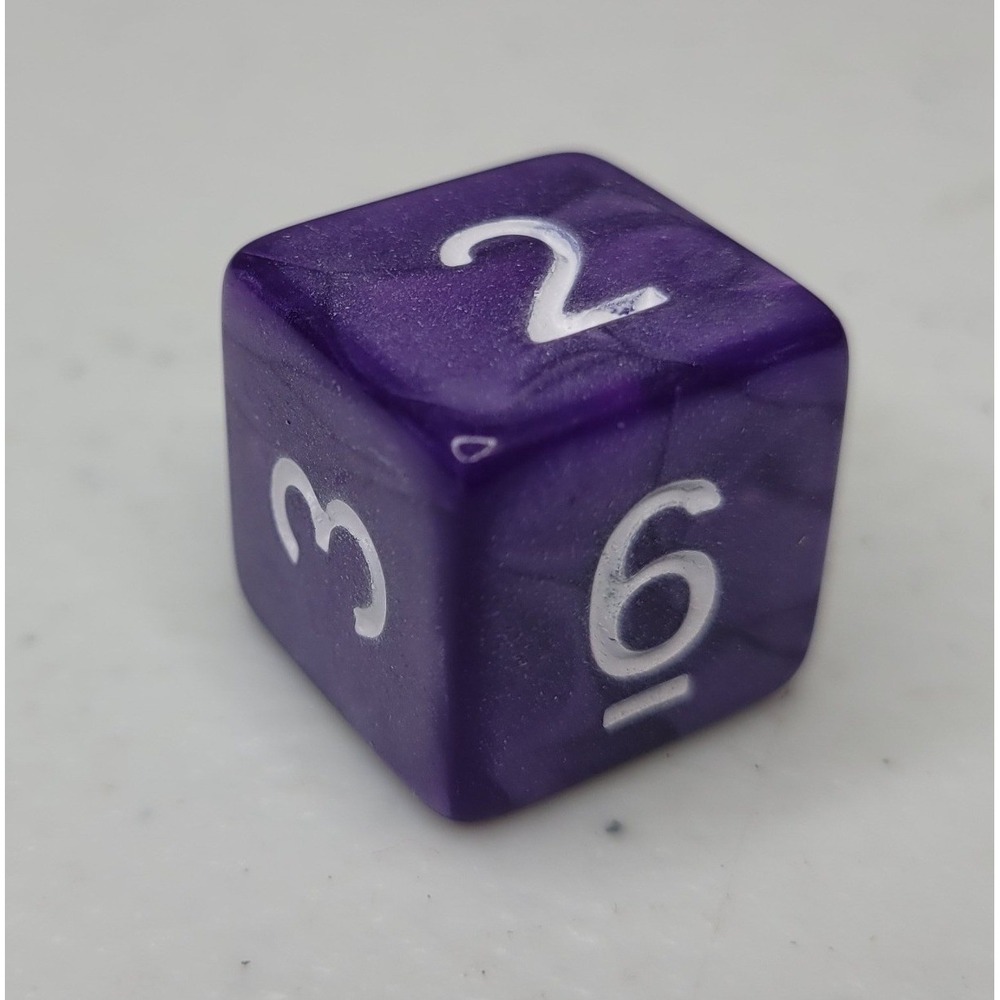 Chessex Purple Vortex 6-Sided D6 Dice Basic‎ White Numbers 16mm Role Playing